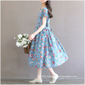 100% Linen Floral Print Girls′ Daily Wear Dress for Summer